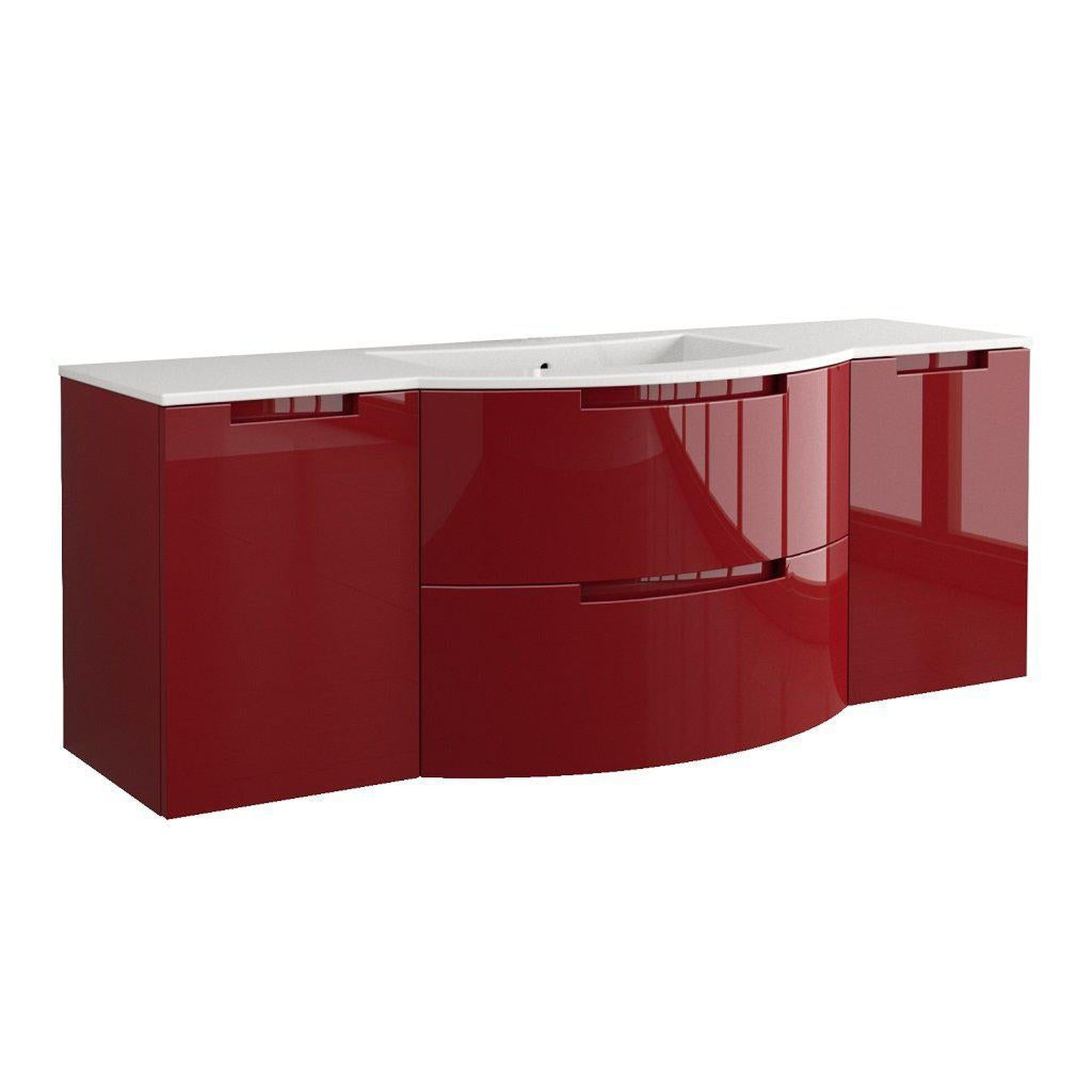 LaToscana by Paini, LaToscana Oasi 67" Red Wall-Mounted Vanity Set With Left & Right Side Cabinets