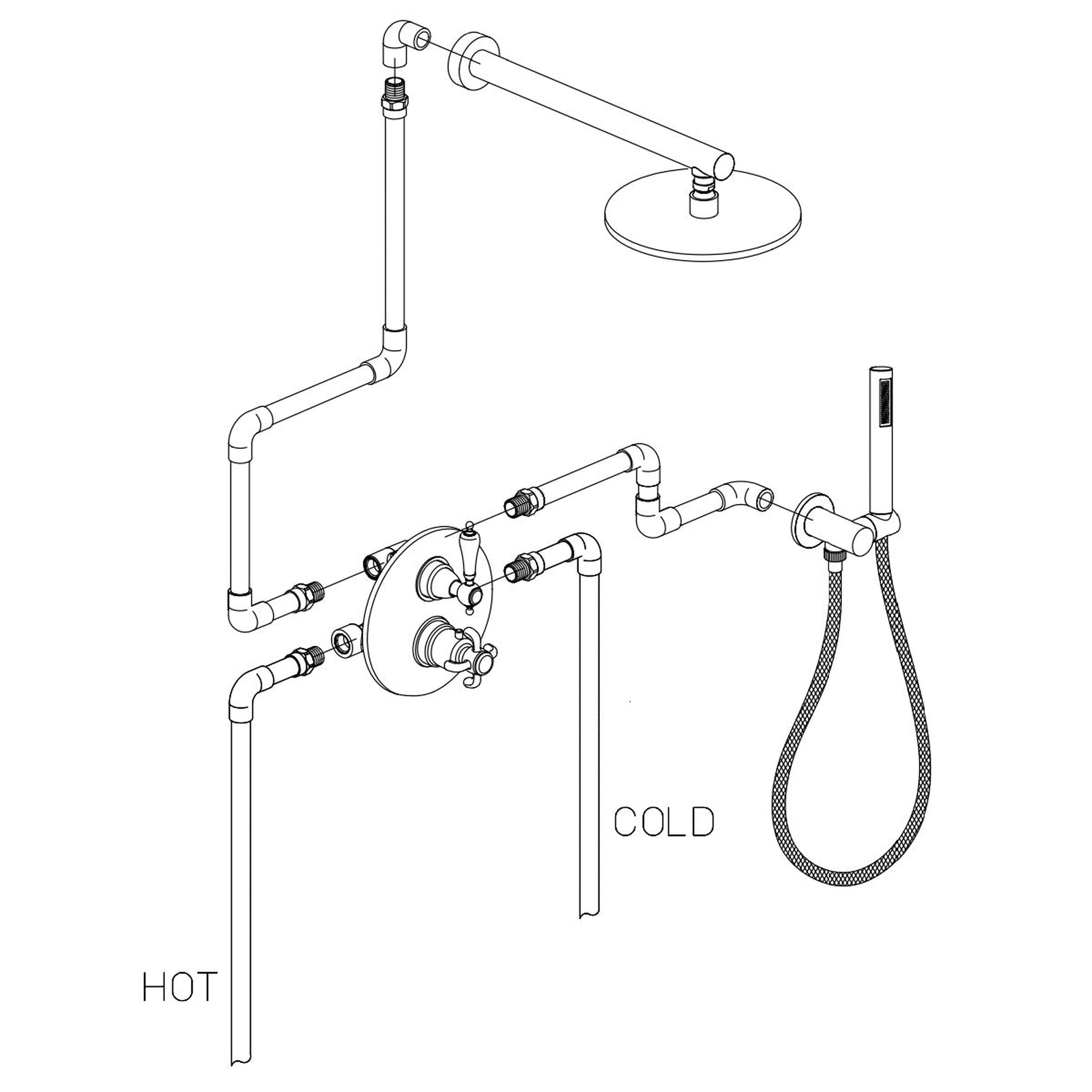 LaToscana by Paini, LaToscana Ornellaia Brushed Nickel Thermostatic Shower Kit With Handheld Shower