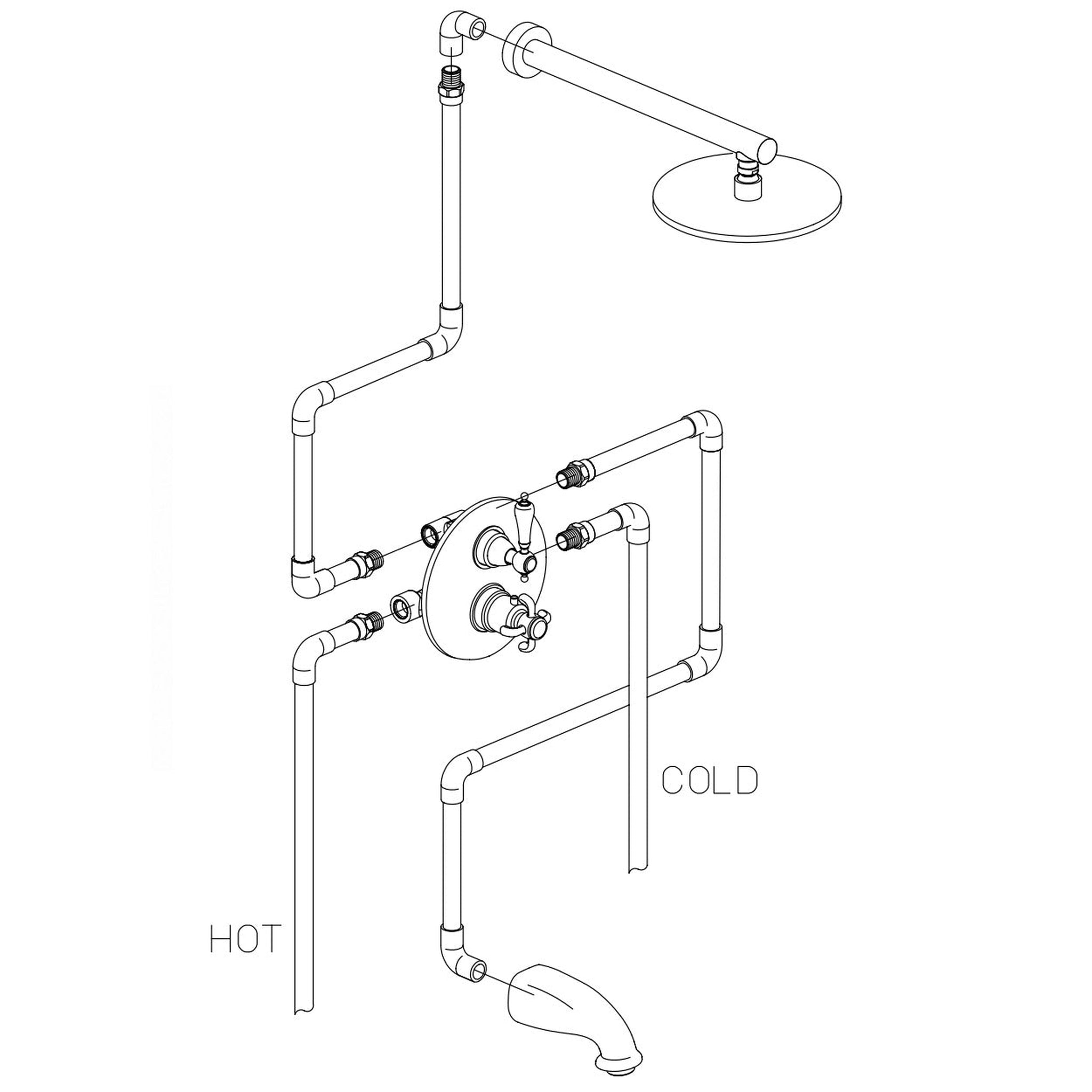 LaToscana by Paini, LaToscana Ornellaia Brushed Nickel Thermostatic Tub & Shower Kit