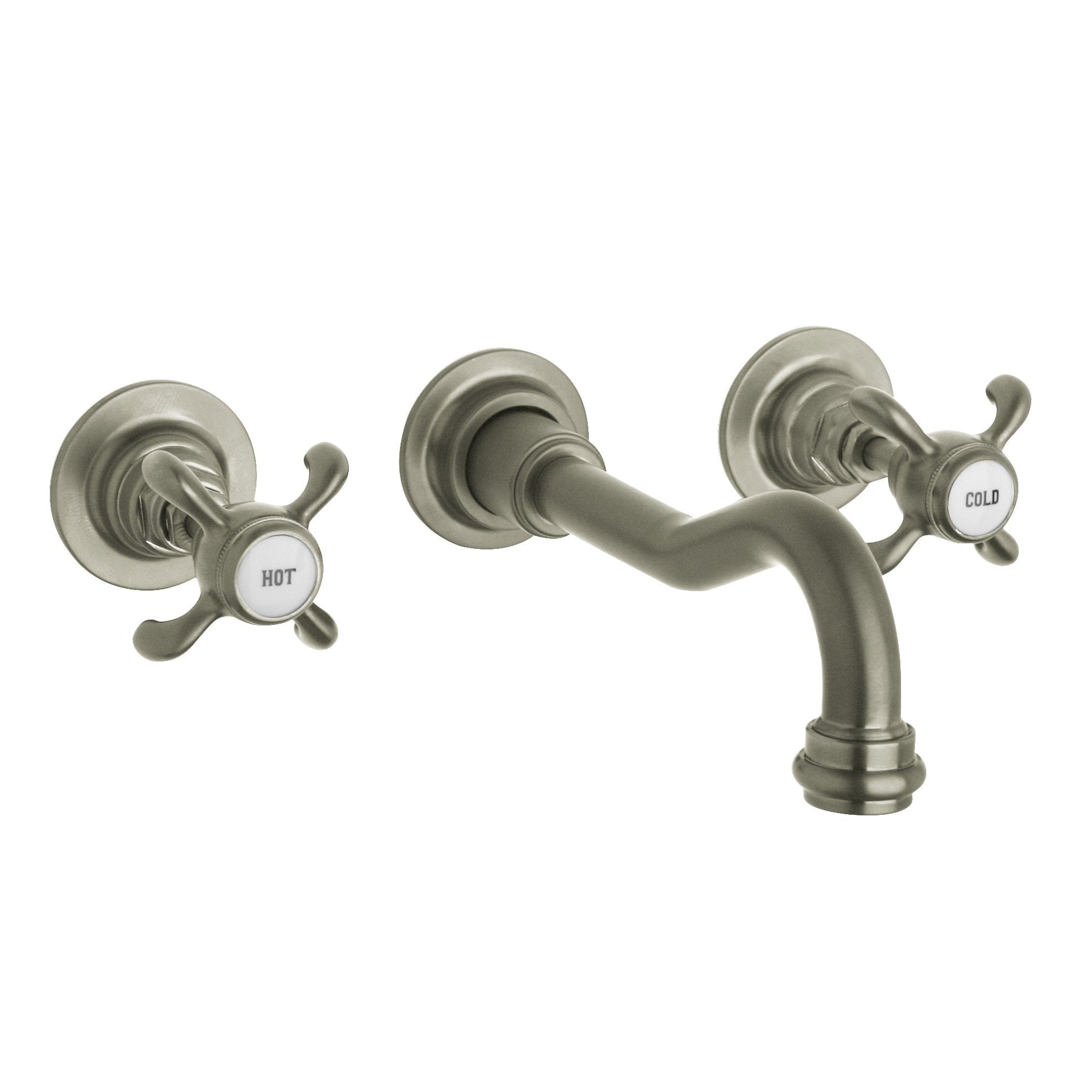 LaToscana by Paini, LaToscana Ornellaia Brushed Nickel Wall-Mounted Lavatory Faucet With Cross Handles