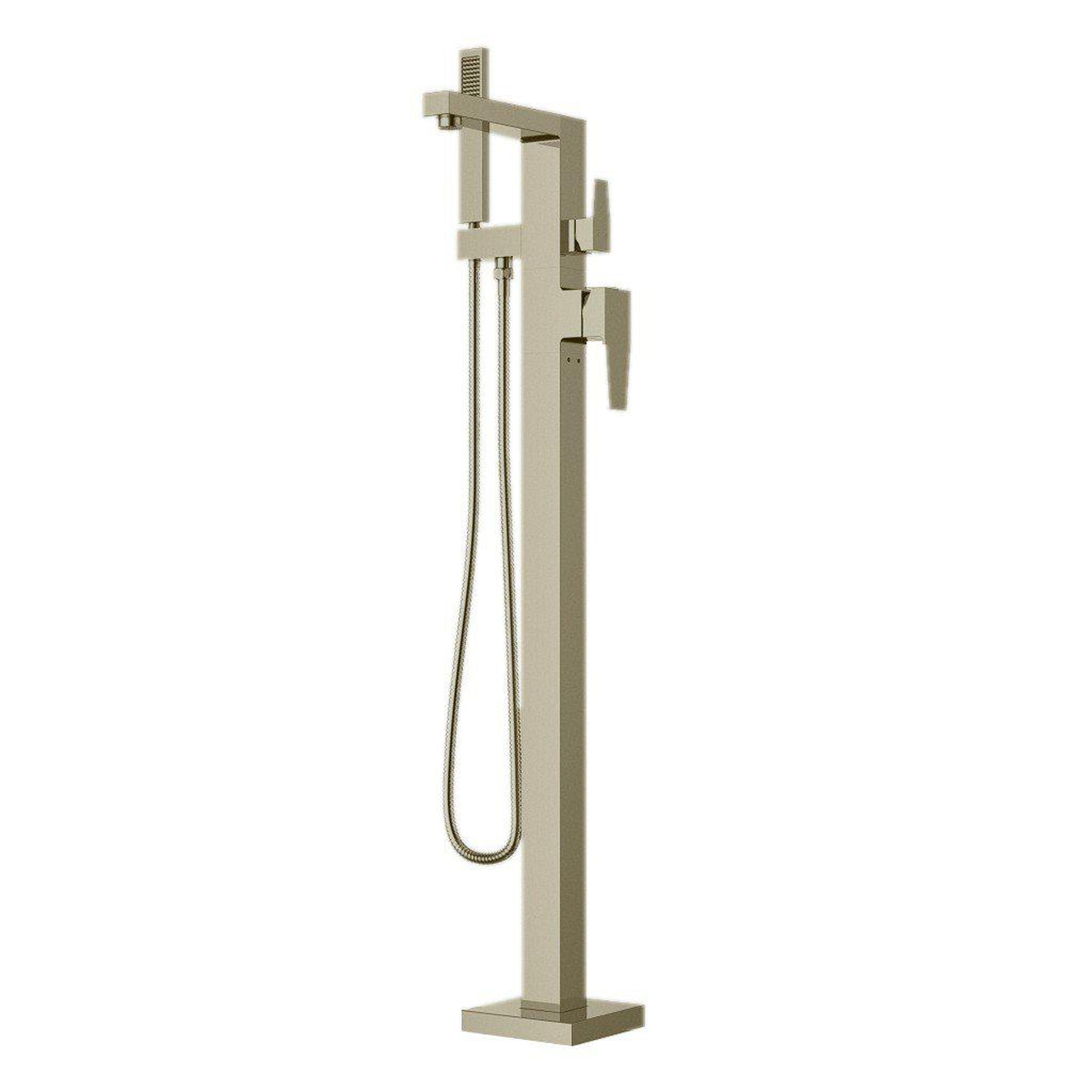 LaToscana by Paini, LaToscana Quadro Brushed Nickel Floor-Mounted Freestanding Tub Filler With Handheld Shower