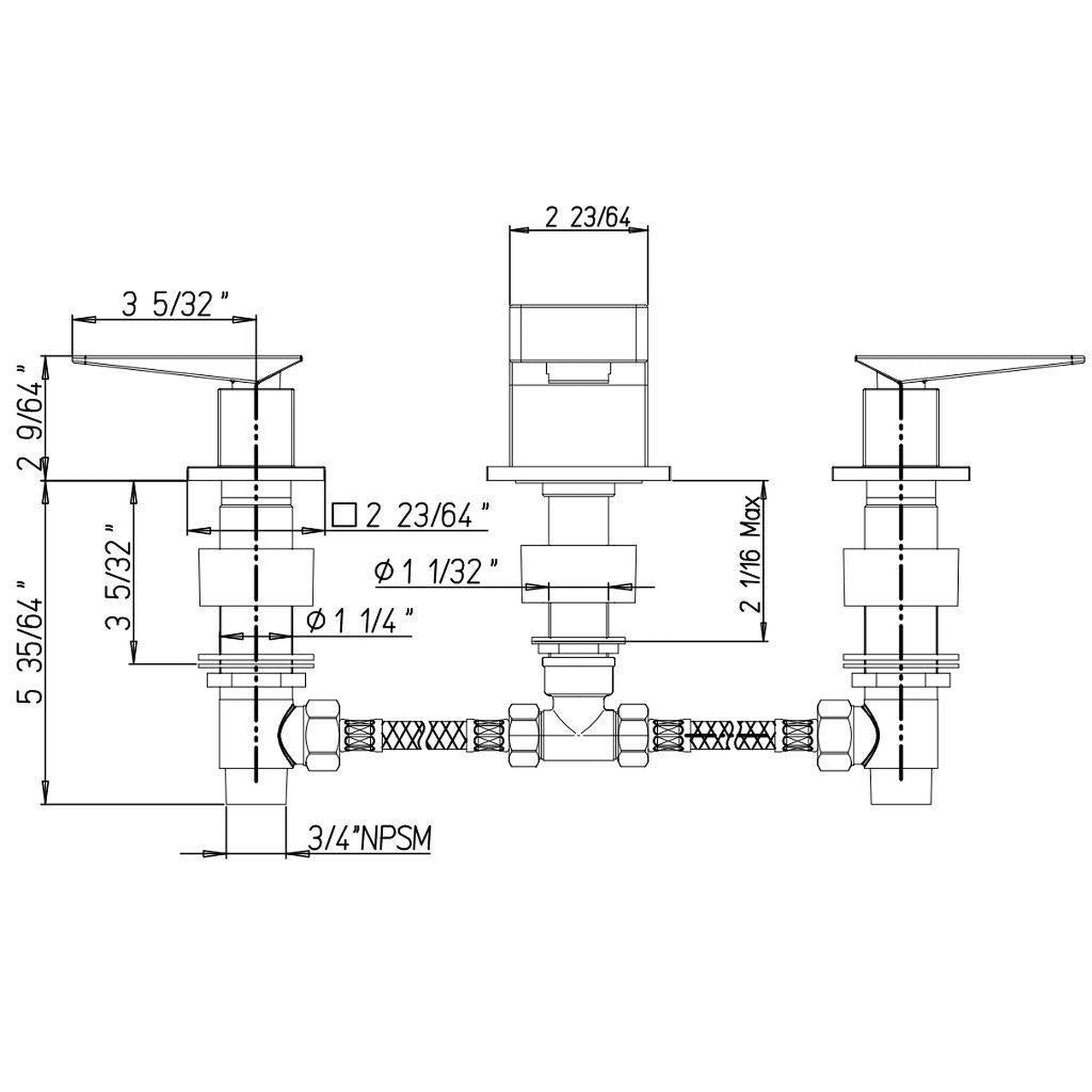 LaToscana by Paini, LaToscana Quadro Brushed Nickel Roman Tub Faucet With Lever Handles