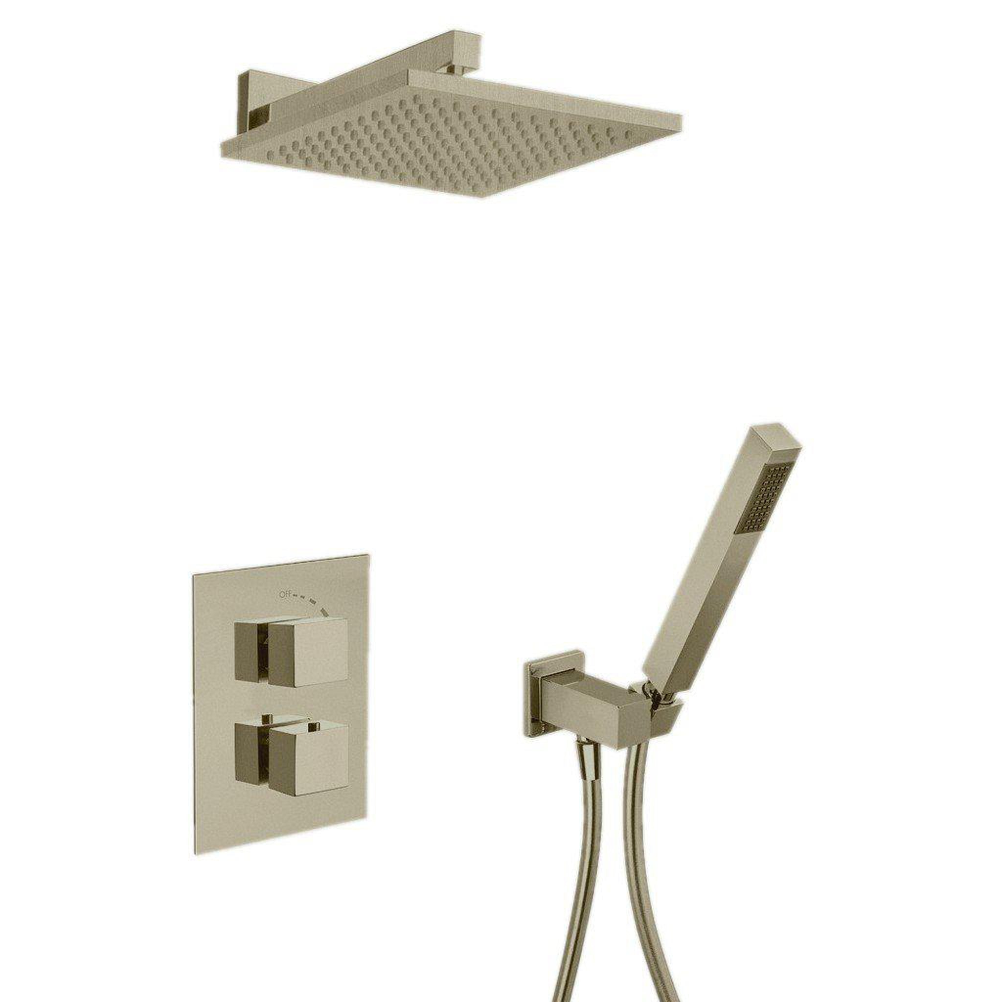 LaToscana by Paini, LaToscana Quadro Brushed Nickel Thermostatic Shower Kit With Handheld Shower