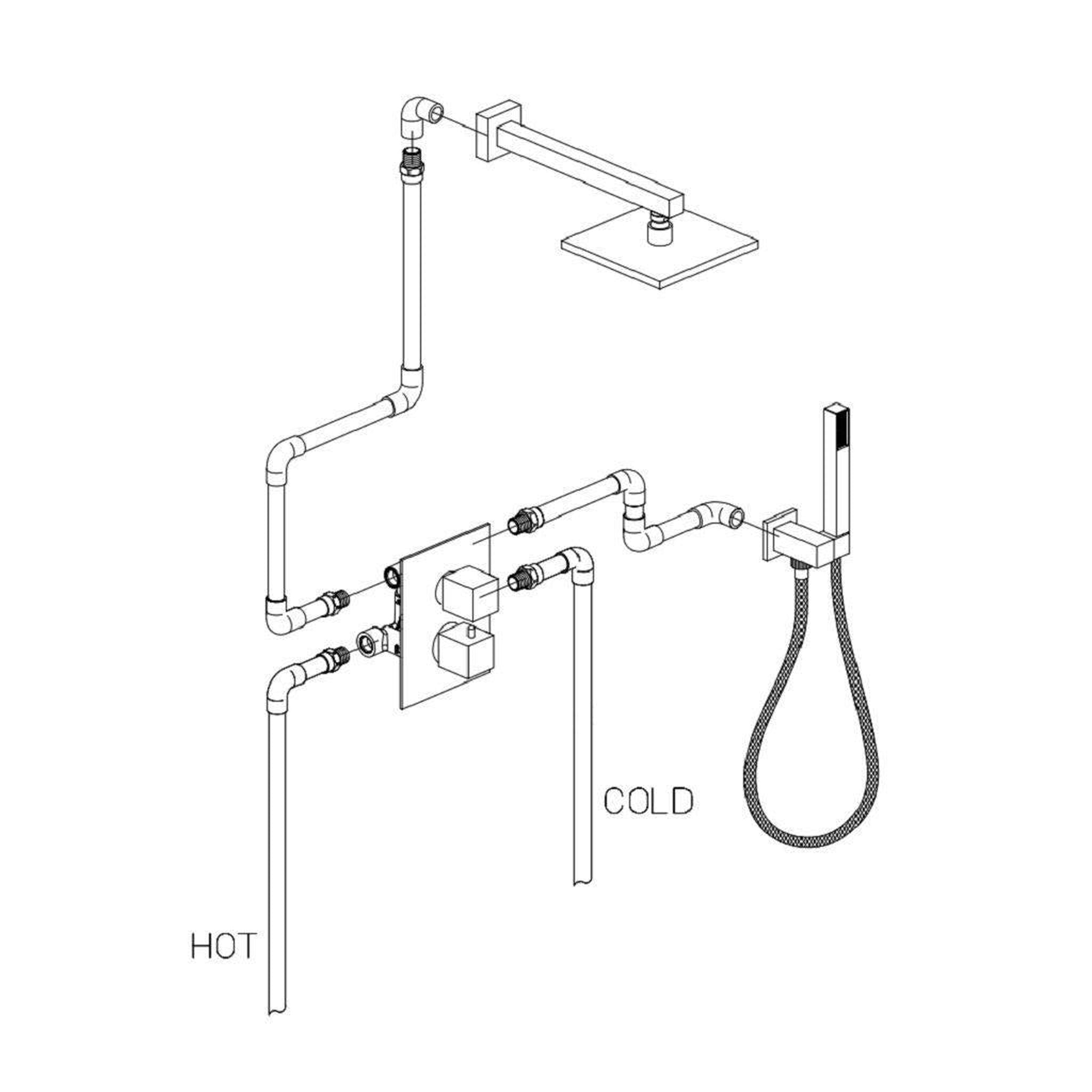 LaToscana by Paini, LaToscana Quadro Brushed Nickel Thermostatic Shower Kit With Handheld Shower