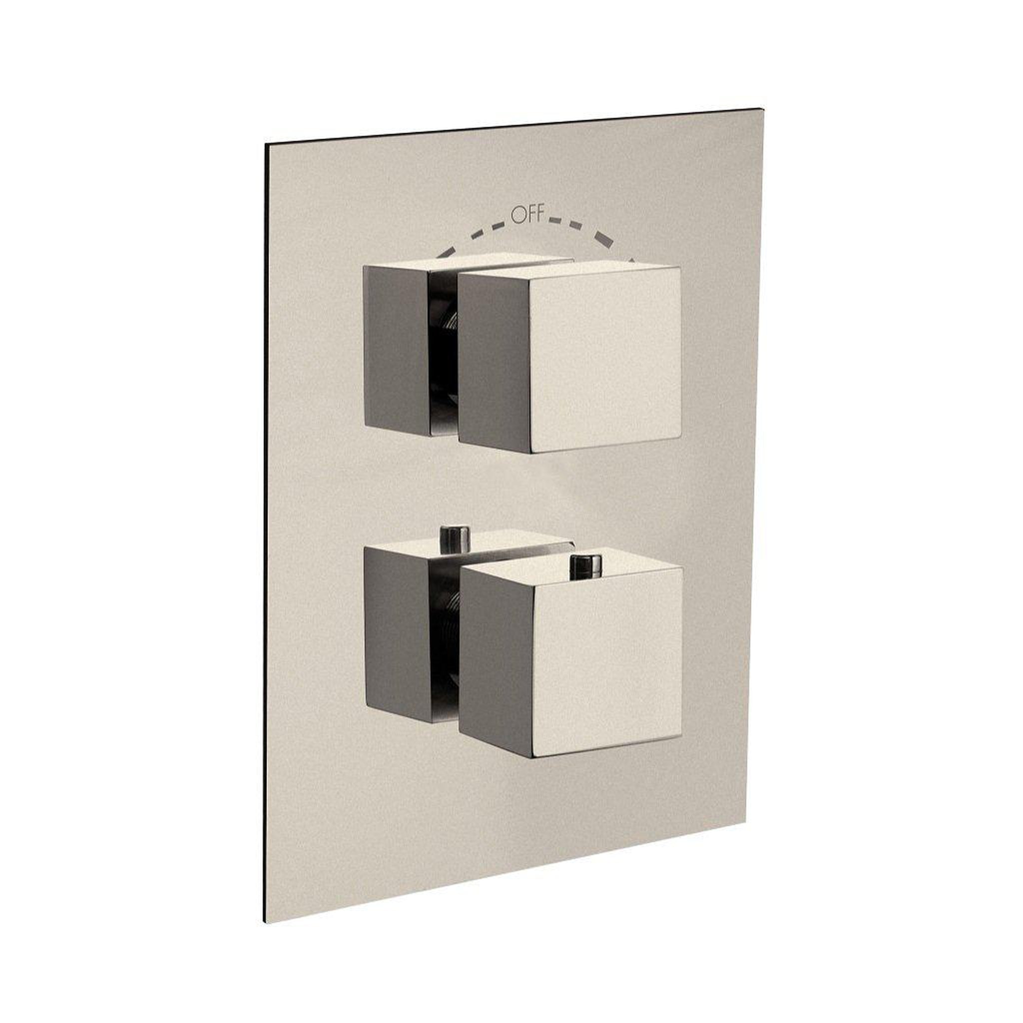 LaToscana by Paini, LaToscana Quadro Brushed Nickel Thermostatic Trim With 2-Way Diverter Volume Control