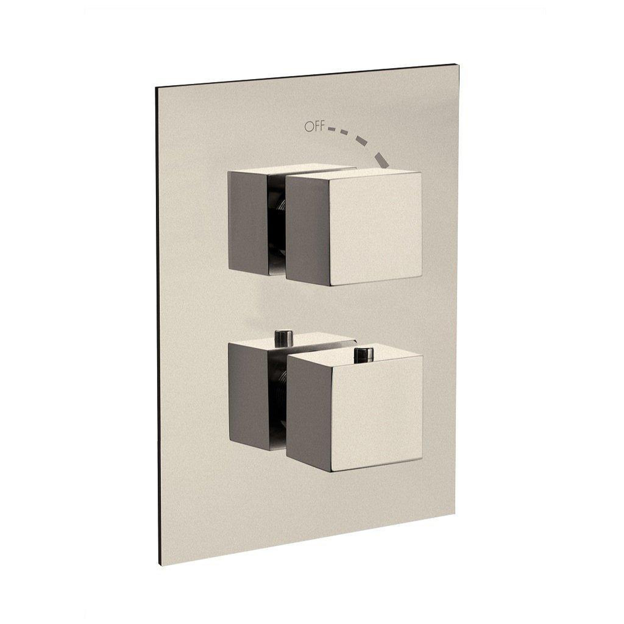 LaToscana by Paini, LaToscana Quadro Brushed Nickel Thermostatic Trim With 3/4" Ceramic Disc Volume Control