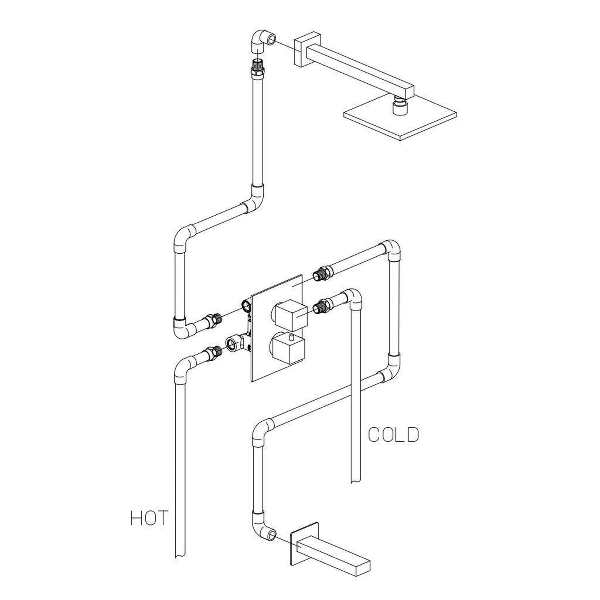 LaToscana by Paini, LaToscana Quadro Brushed Nickel Thermostatic Tub & Shower Kit