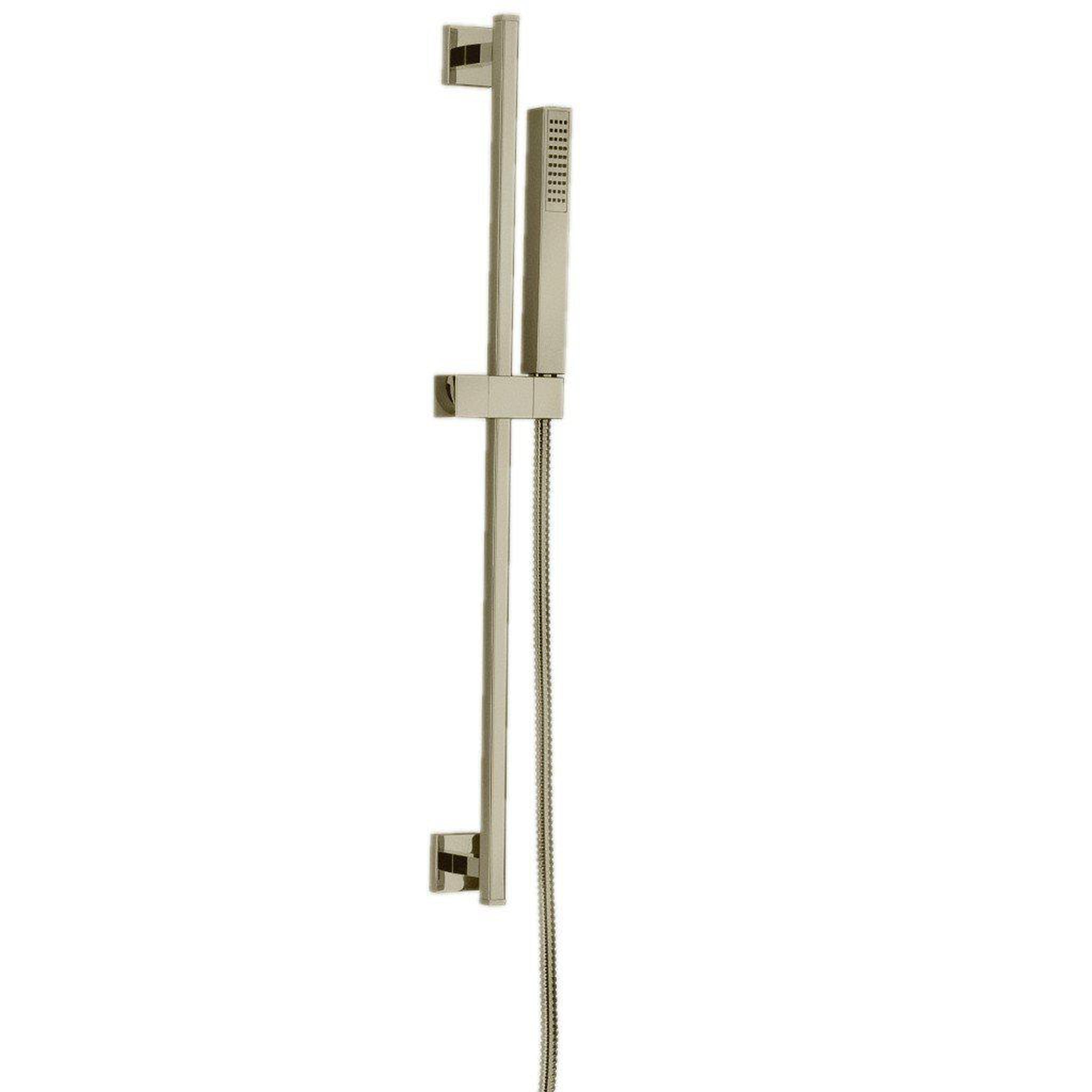 LaToscana by Paini, LaToscana Quadro Brushed Nickel Wall-Mounted Slide Bar Kit With Single Jet Handheld Shower