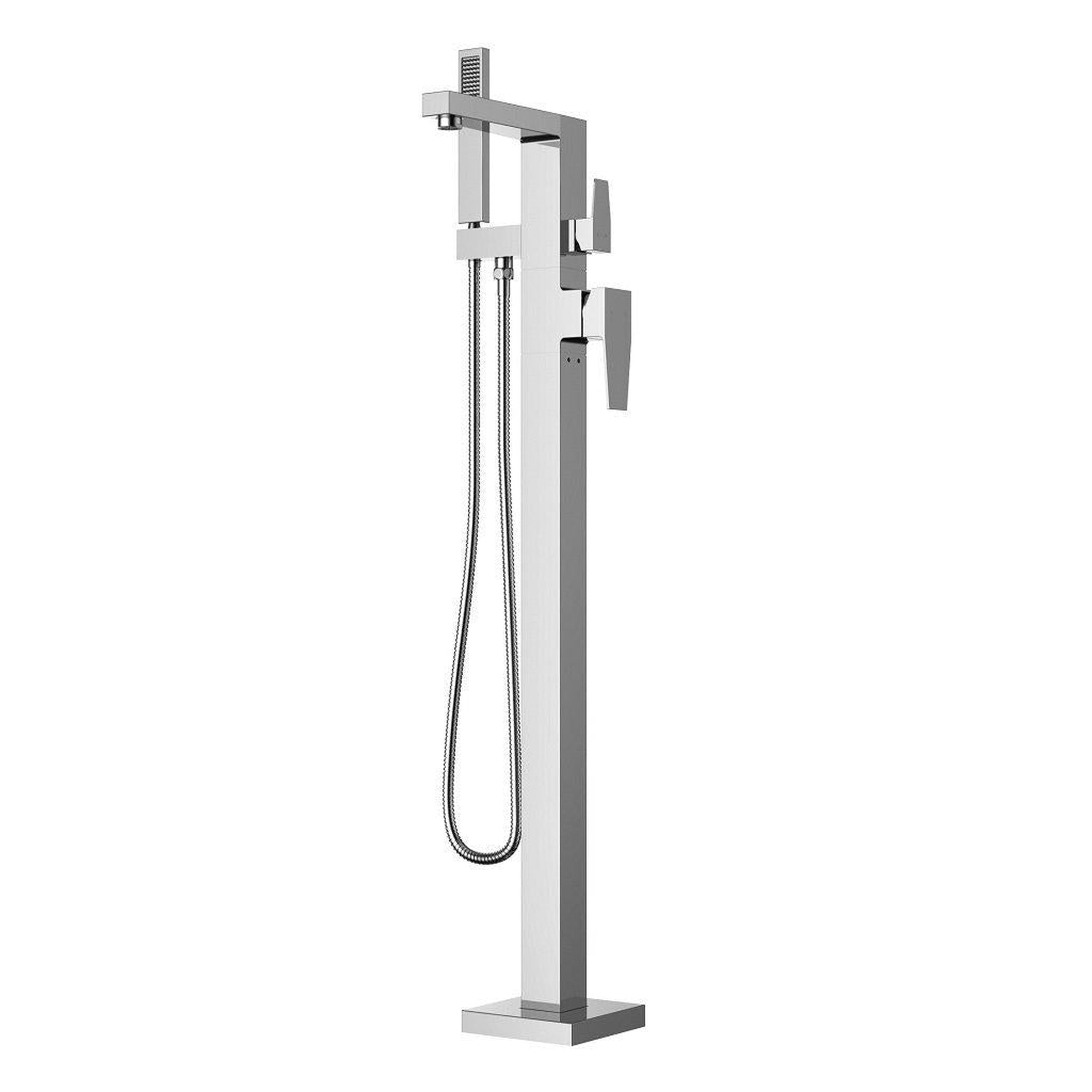 LaToscana by Paini, LaToscana Quadro Chrome Floor-Mounted Freestanding Tub Filler With Handheld Shower