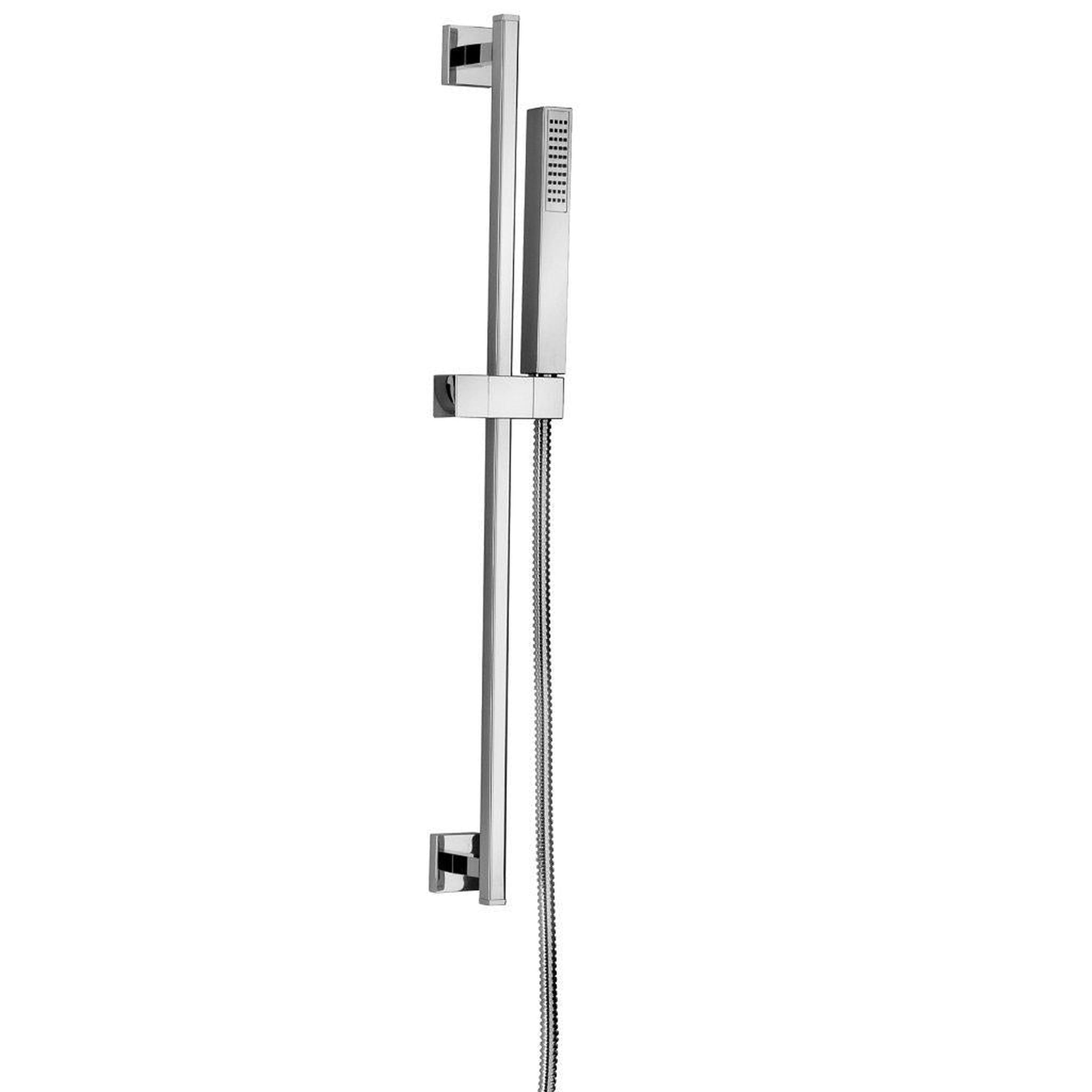 LaToscana by Paini, LaToscana Quadro Chrome Wall-Mounted Slide Bar Kit With Single Jet Handheld Shower