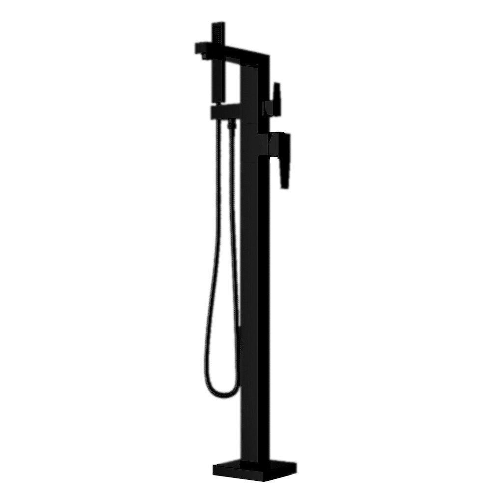 LaToscana by Paini, LaToscana Quadro Matt Black Floor-Mounted Freestanding Tub Filler With Handheld Shower