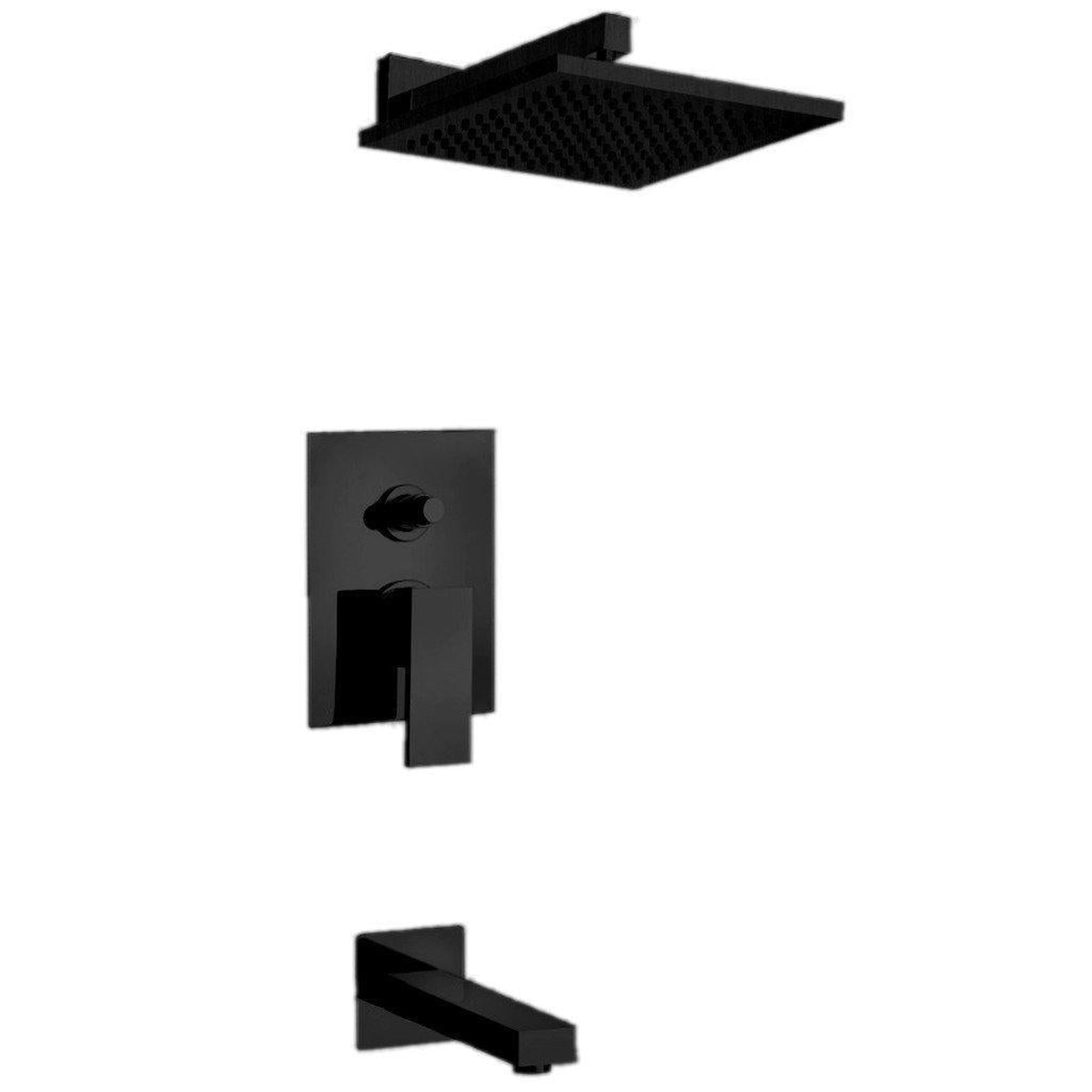 LaToscana by Paini, LaToscana Quadro Matt Black Pressure Balance Tub & Shower Kit