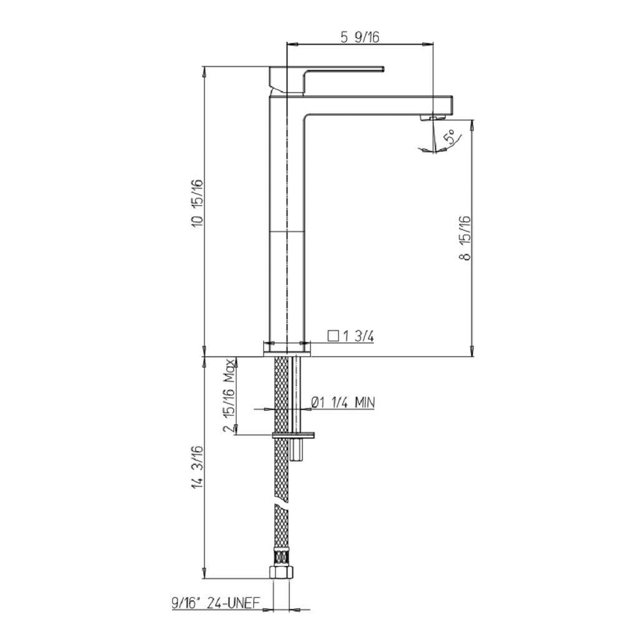 LaToscana by Paini, LaToscana Quadro Matt Black Tall Single Lever Handle Lavatory Vessel Faucet