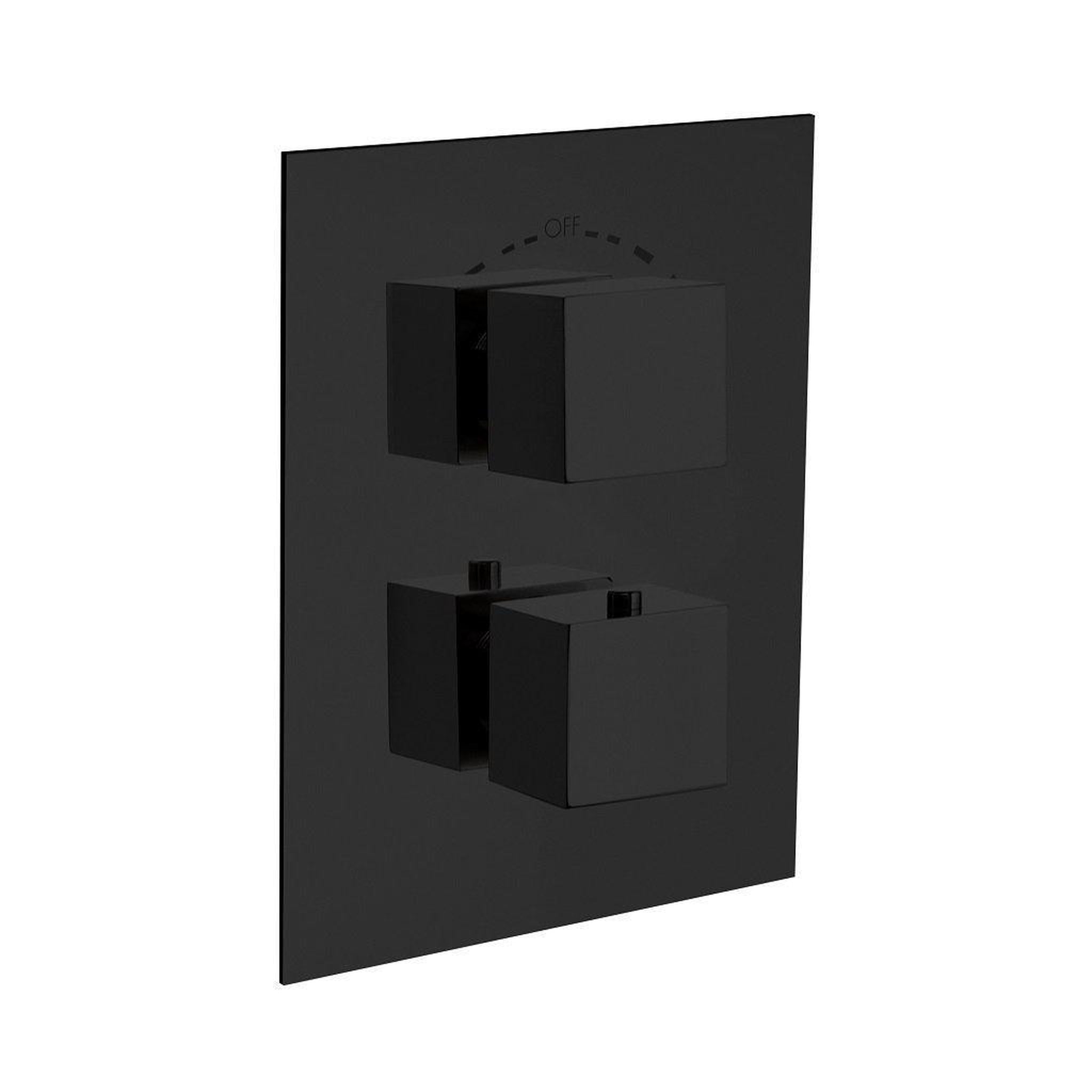 LaToscana by Paini, LaToscana Quadro Matt Black Thermostatic Trim With 2-Way Diverter Volume Control