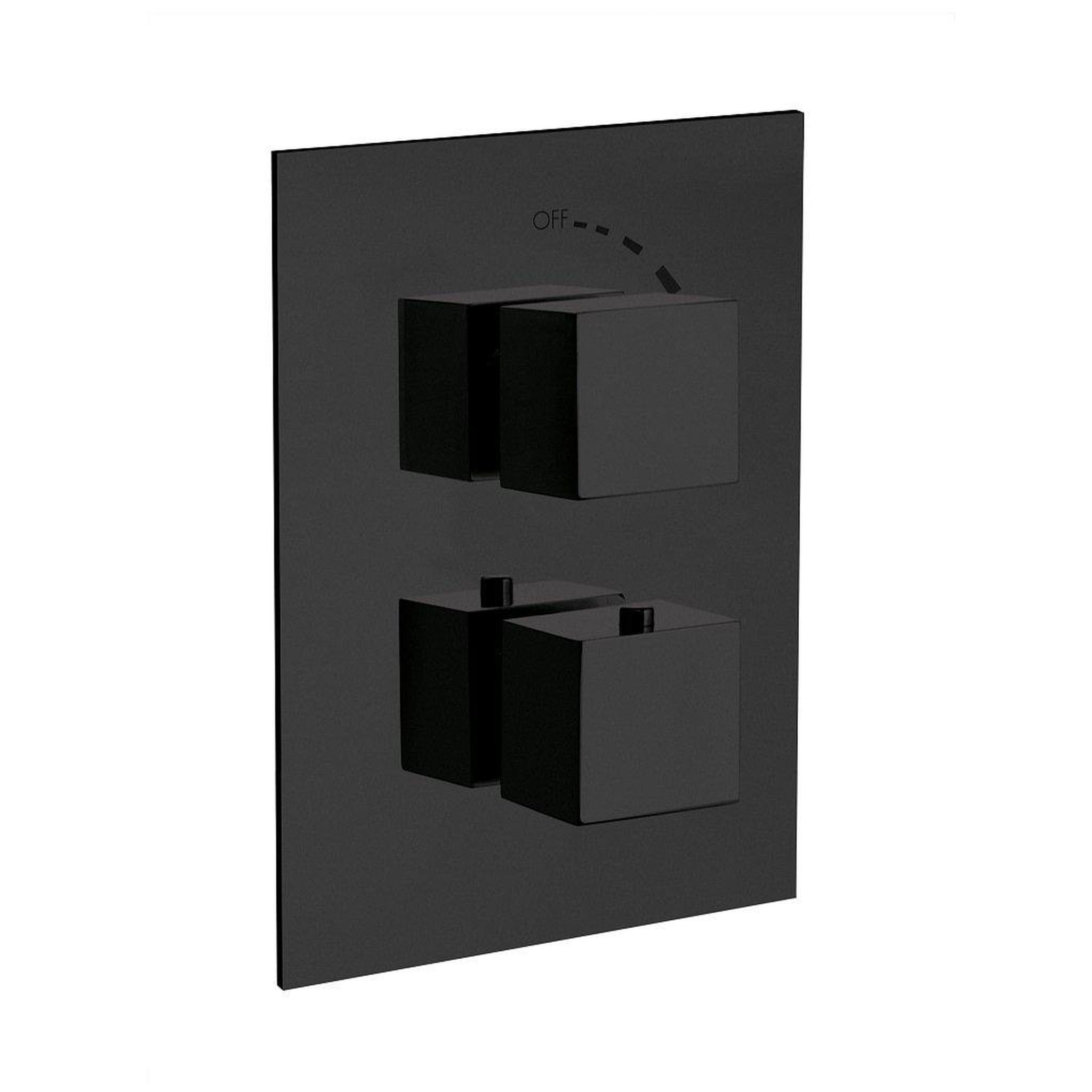 LaToscana by Paini, LaToscana Quadro Matt Black Thermostatic Trim With 3/4" Ceramic Disc Volume Control