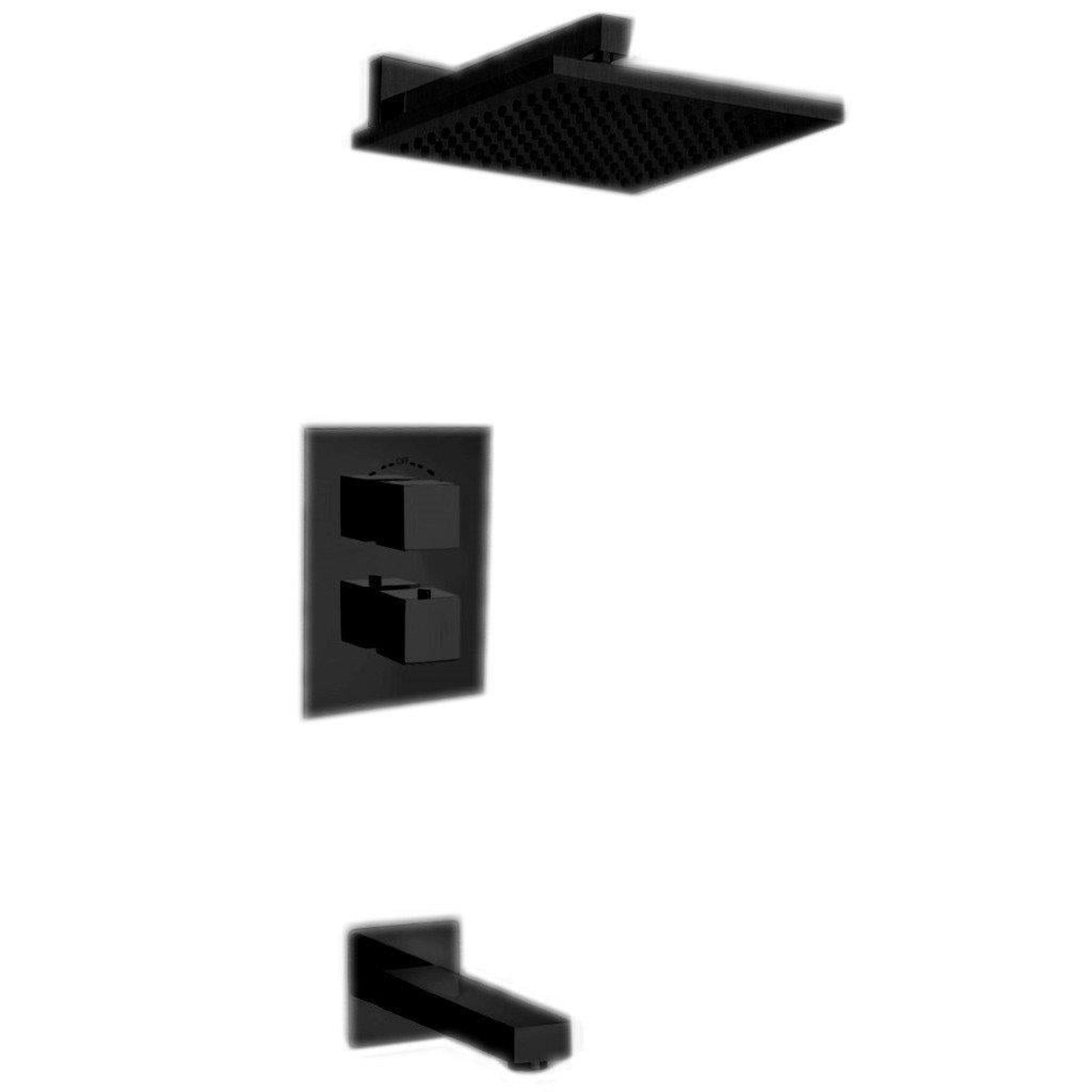 LaToscana by Paini, LaToscana Quadro Matt Black Thermostatic Tub & Shower Kit