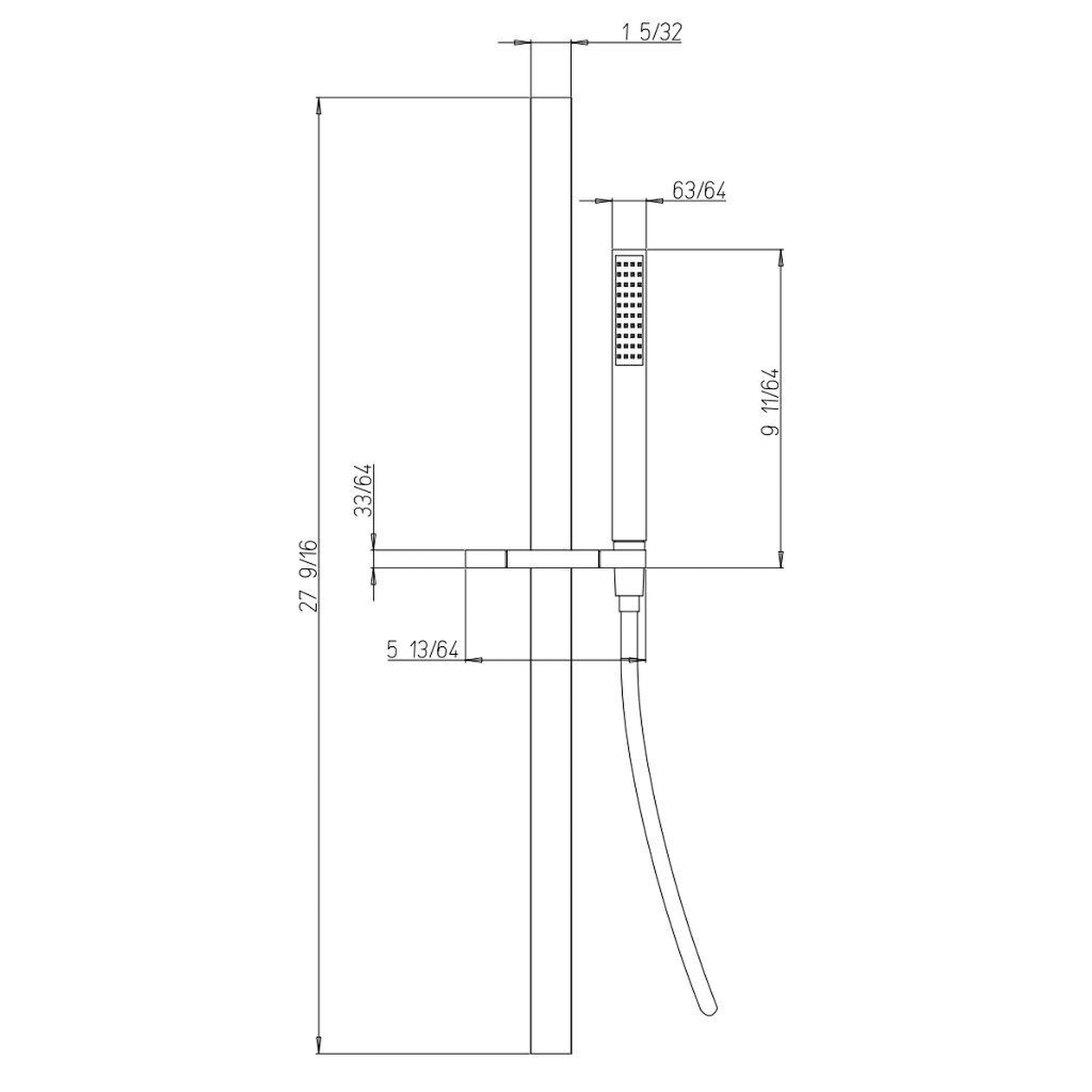 LaToscana by Paini, LaToscana Quadro Matt Black Wall-Mounted Slide Bar Kit With Single Jet Handheld Shower