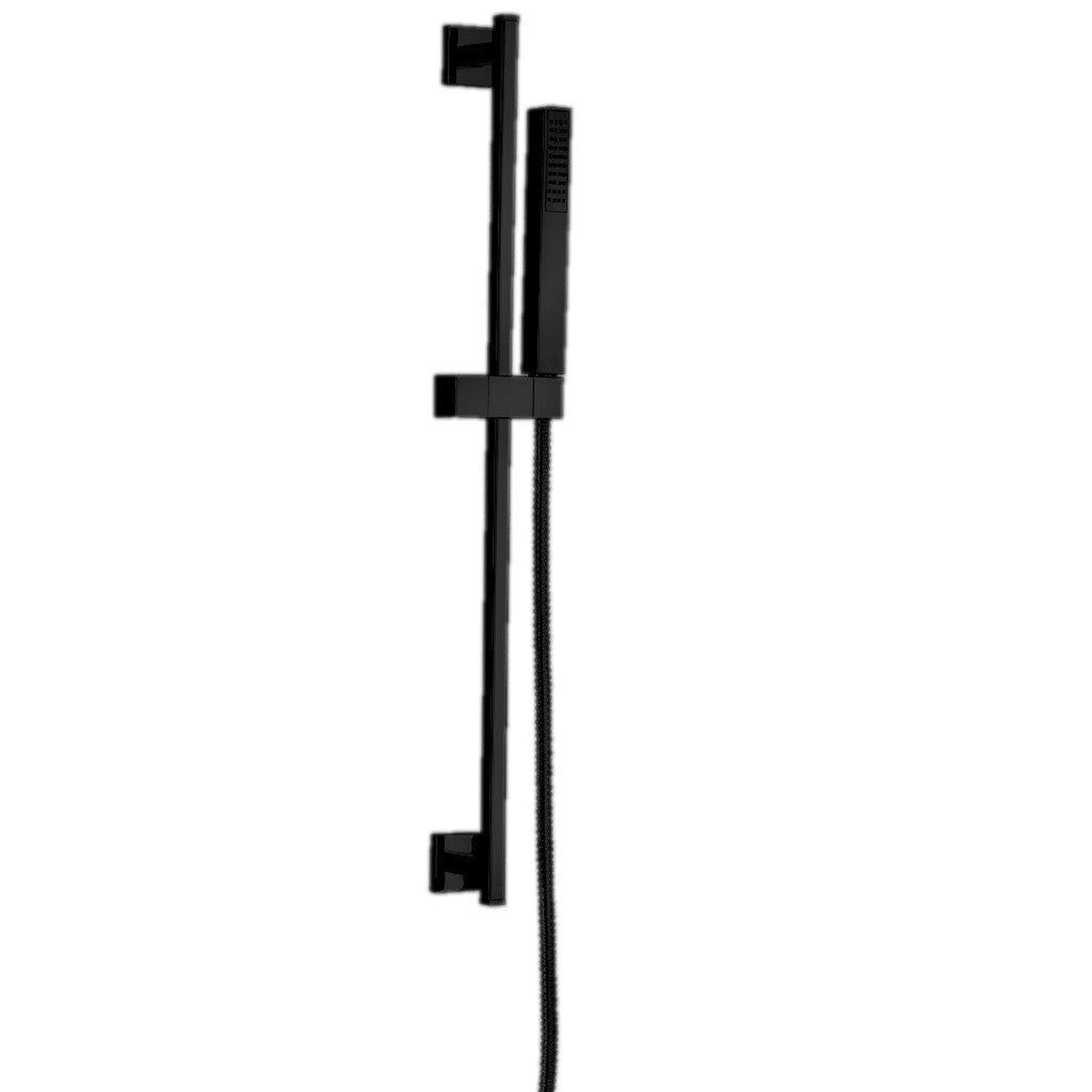 LaToscana by Paini, LaToscana Quadro Matt Black Wall-Mounted Slide Bar Kit With Single Jet Handheld Shower