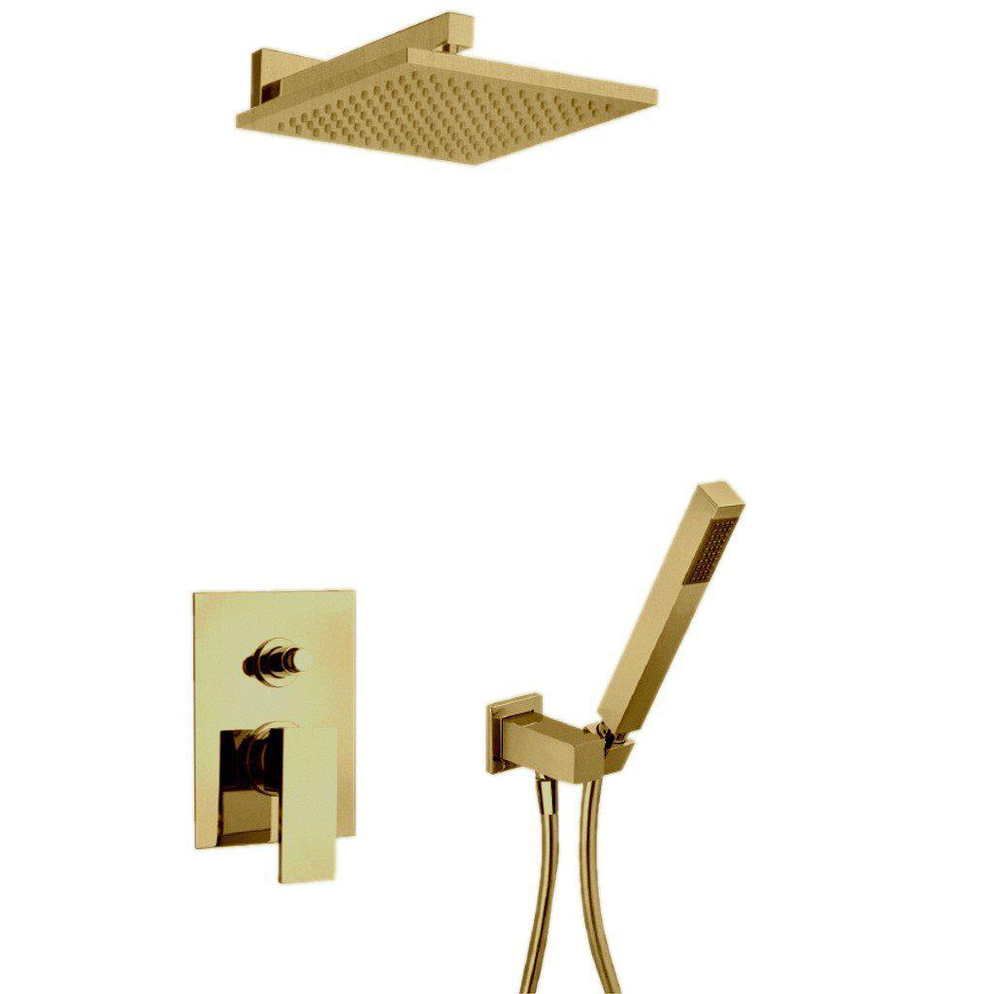 LaToscana by Paini, LaToscana Quadro Matt Gold Pressure Balance Shower Kit With Handheld Shower