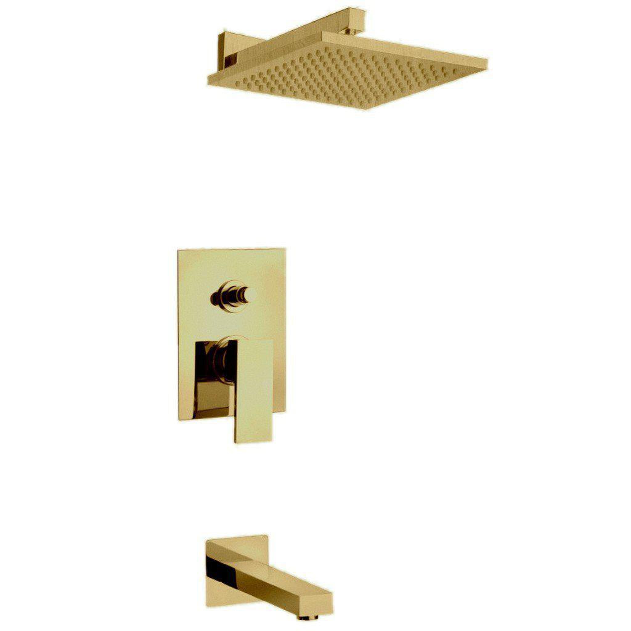 LaToscana by Paini, LaToscana Quadro Matt Gold Pressure Balance Tub & Shower Kit