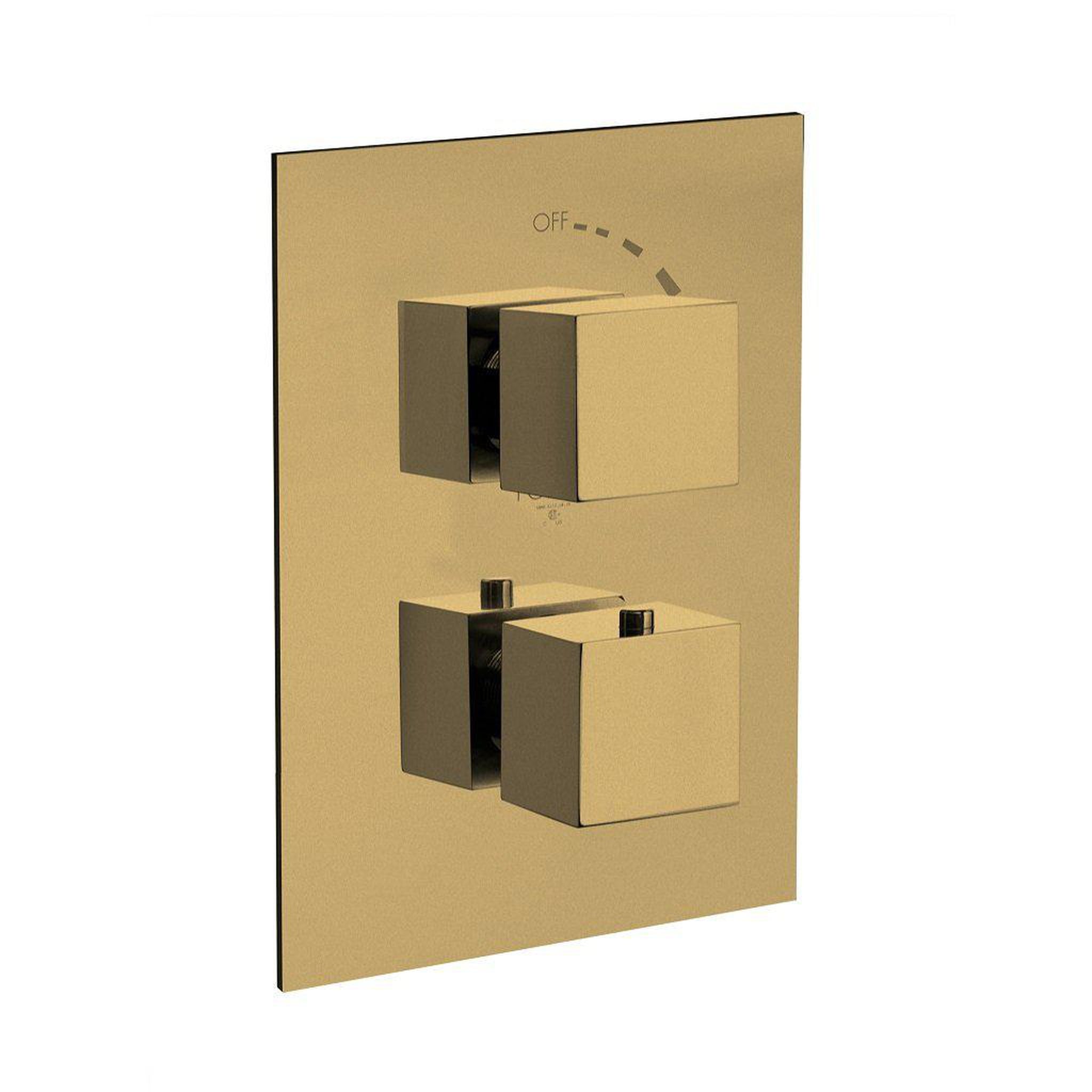 LaToscana by Paini, LaToscana Quadro Matt Gold Thermostatic Trim With 3/4" Ceramic Disc Volume Control