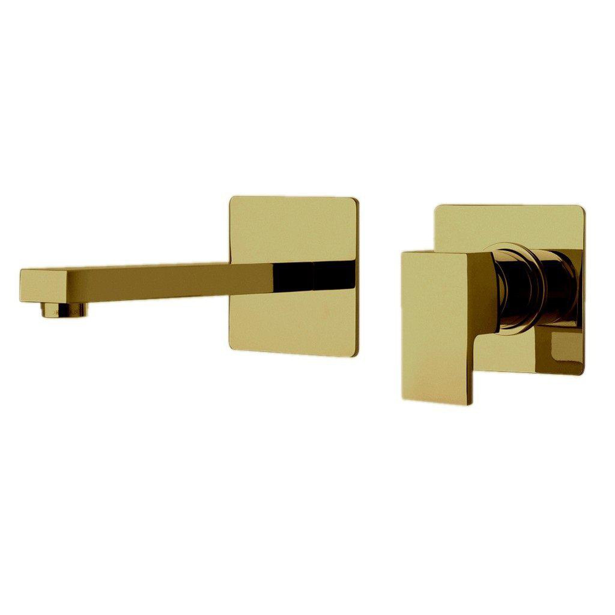 LaToscana by Paini, LaToscana Quadro Matt Gold Wall-Mounted Lavatory Faucet With Lever Handle