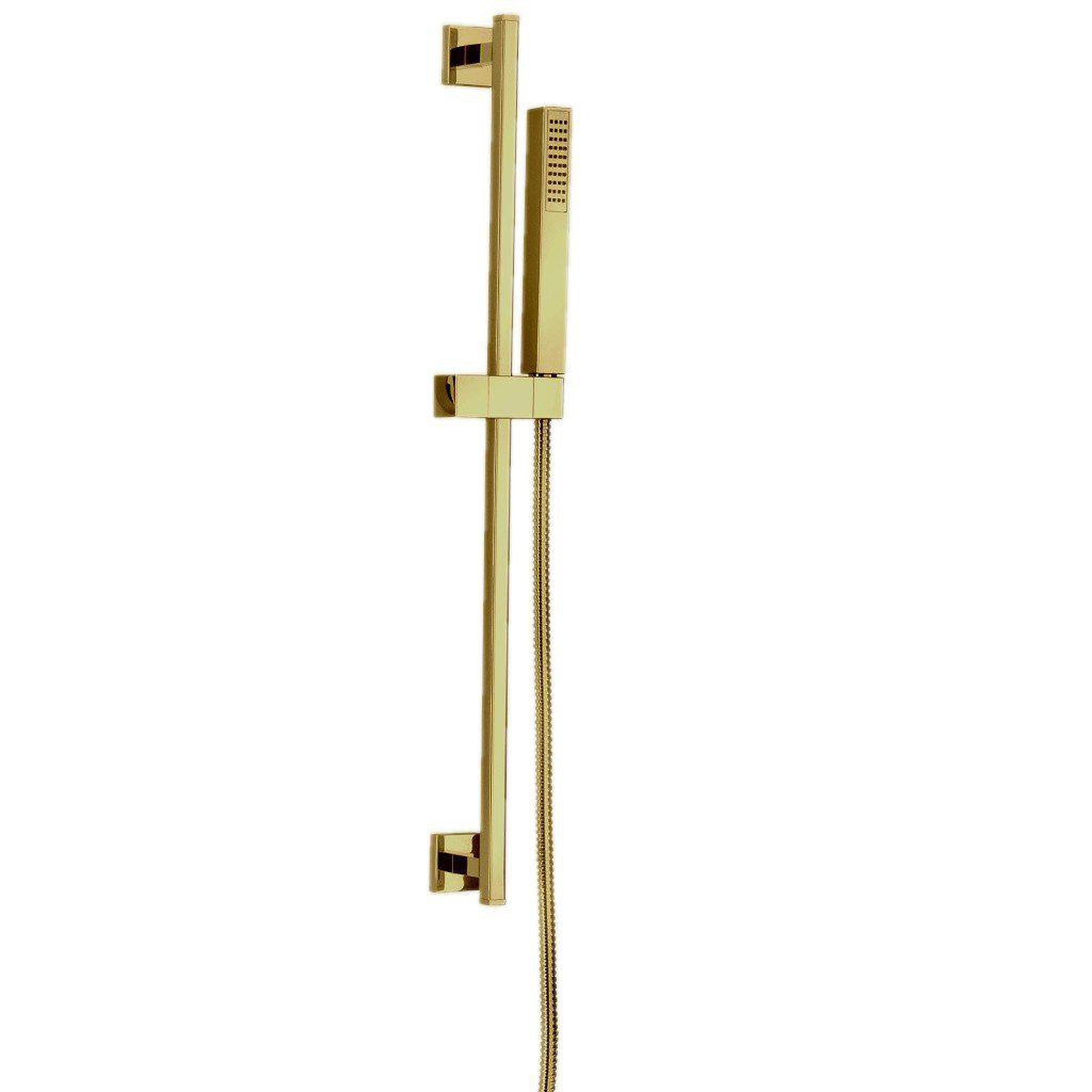 LaToscana by Paini, LaToscana Quadro Matt Gold Wall-Mounted Slide Bar Kit With Single Jet Handheld Shower