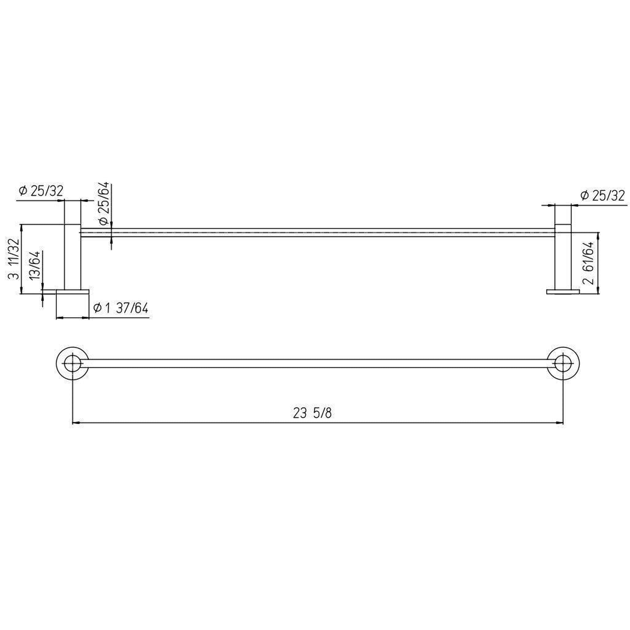 LaToscana by Paini, LaToscana Round 24" Brushed Nickel Wall-Mounted Towel Bar